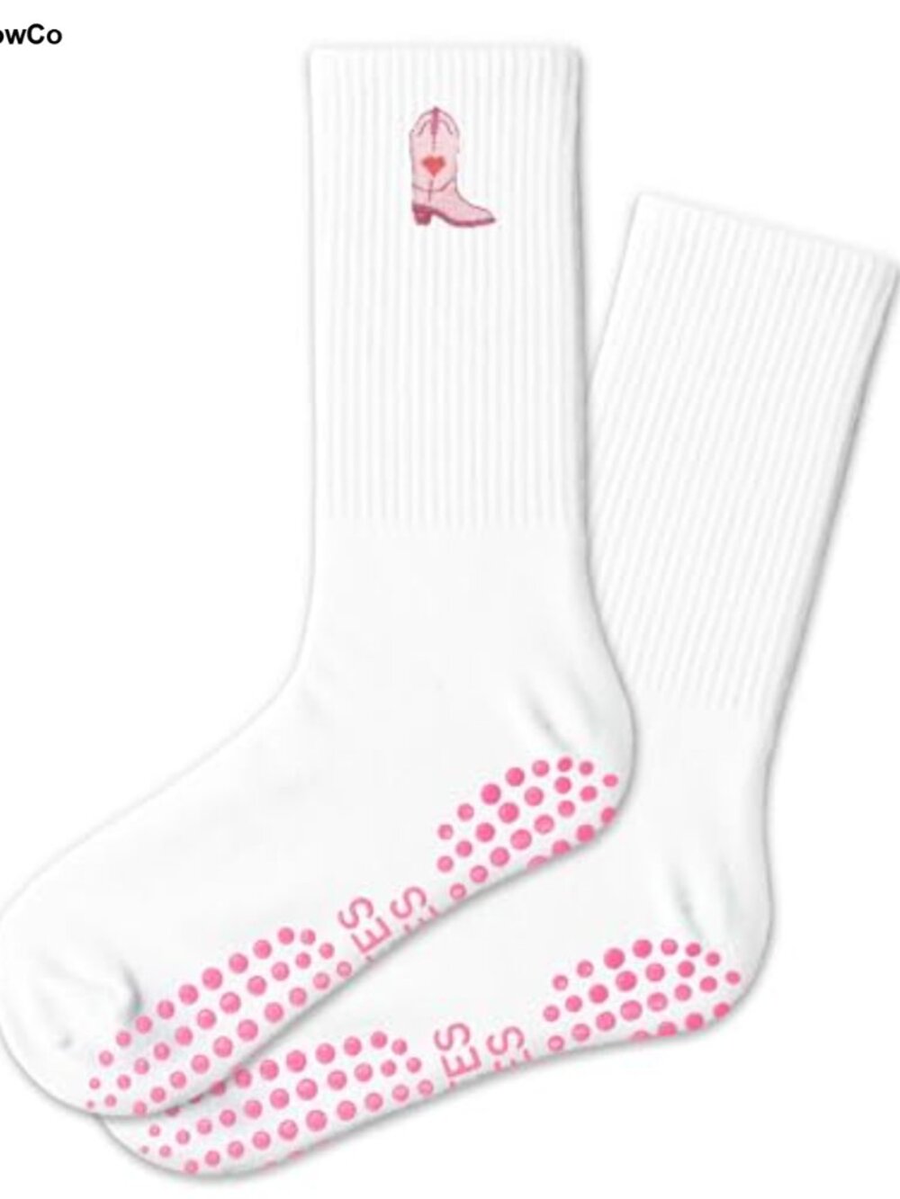 Non-Slip Grip Socks for Pilates Yoga Barre, Cotton Blend Studio Crew Socks